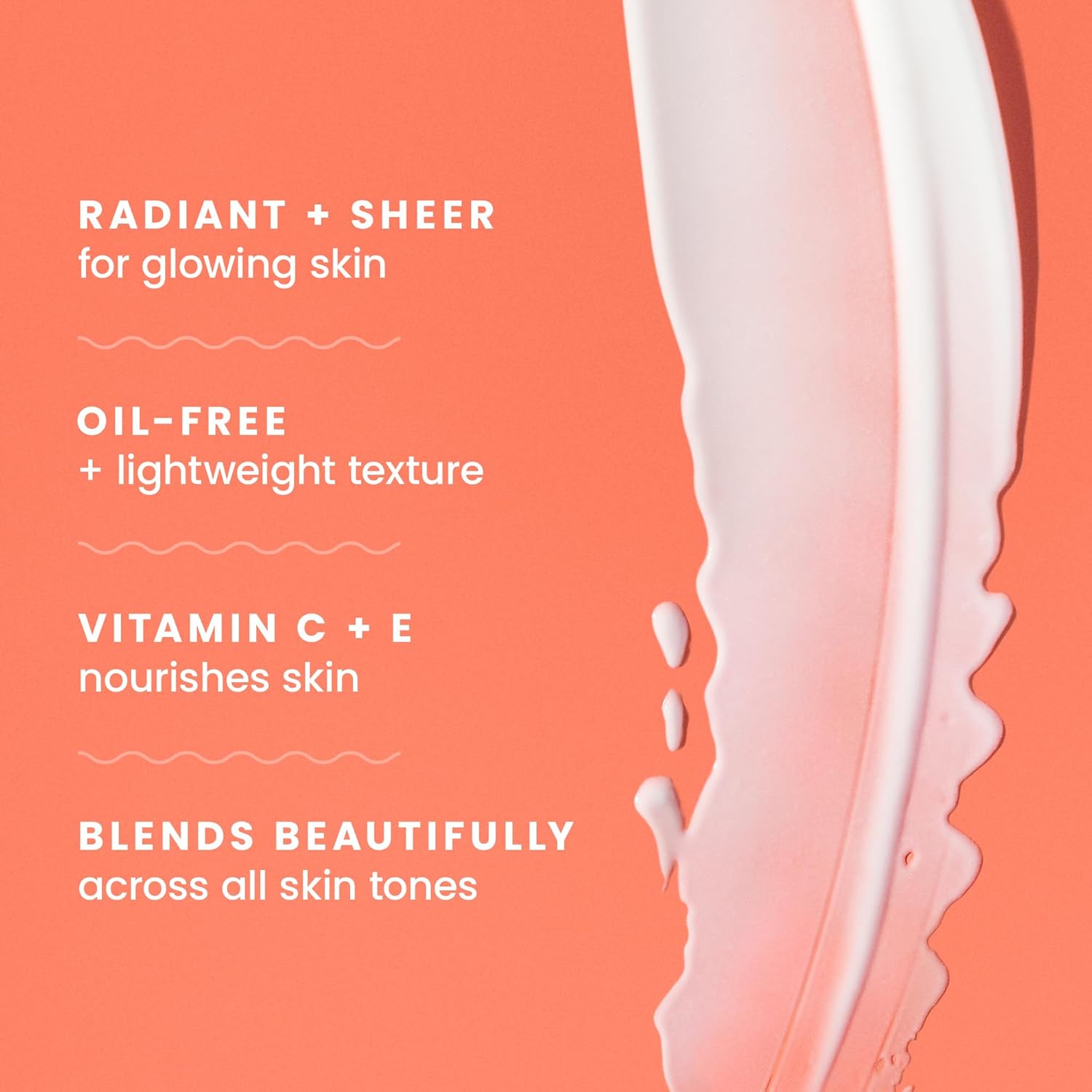 Highlights multiple key benefits of the skincare product to appeal to various customer needs and preferences.