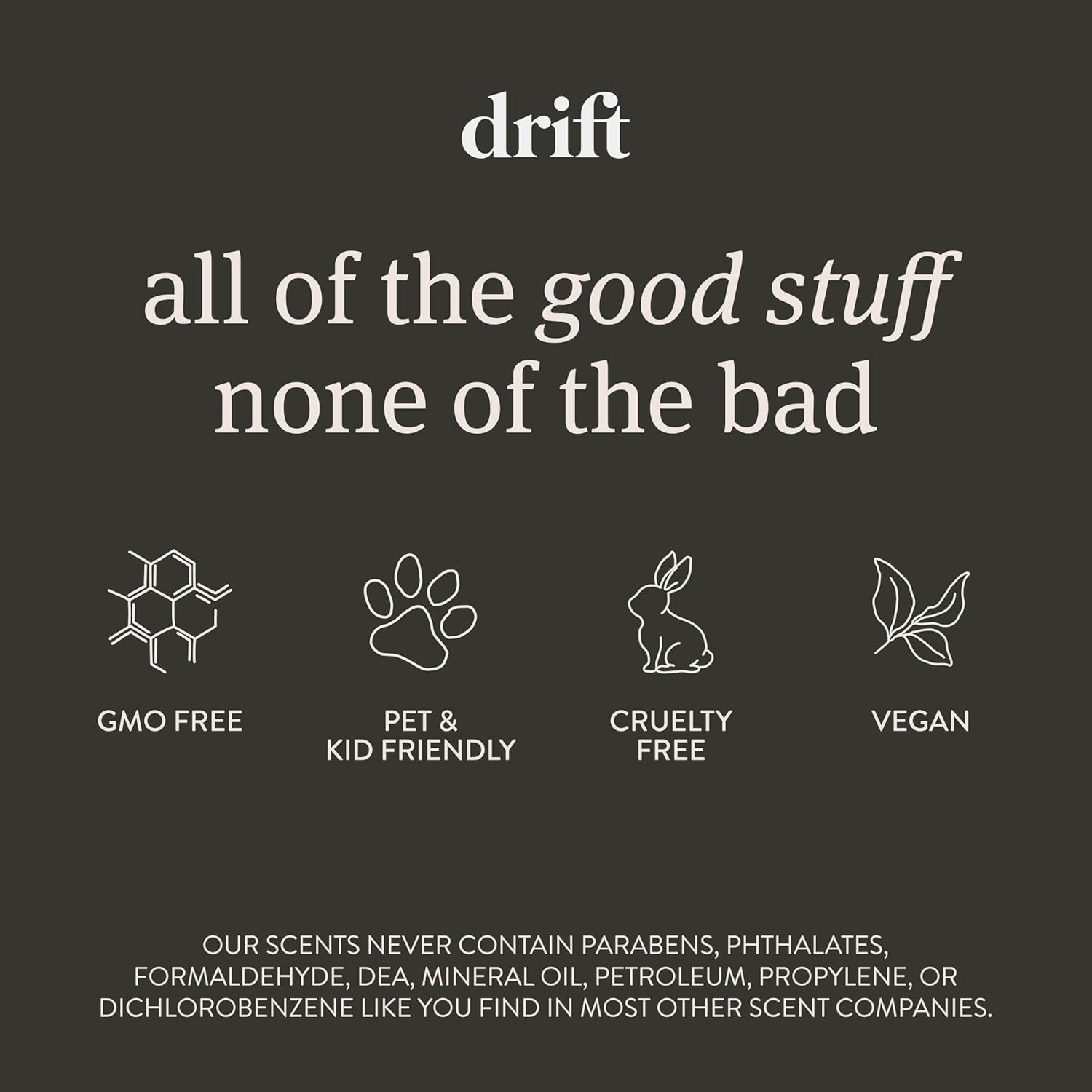Highlights the product's safety features and ethical standards to reassure customers about its quality and values. Showcases multiple positive attributes of the product to appeal to health-conscious…