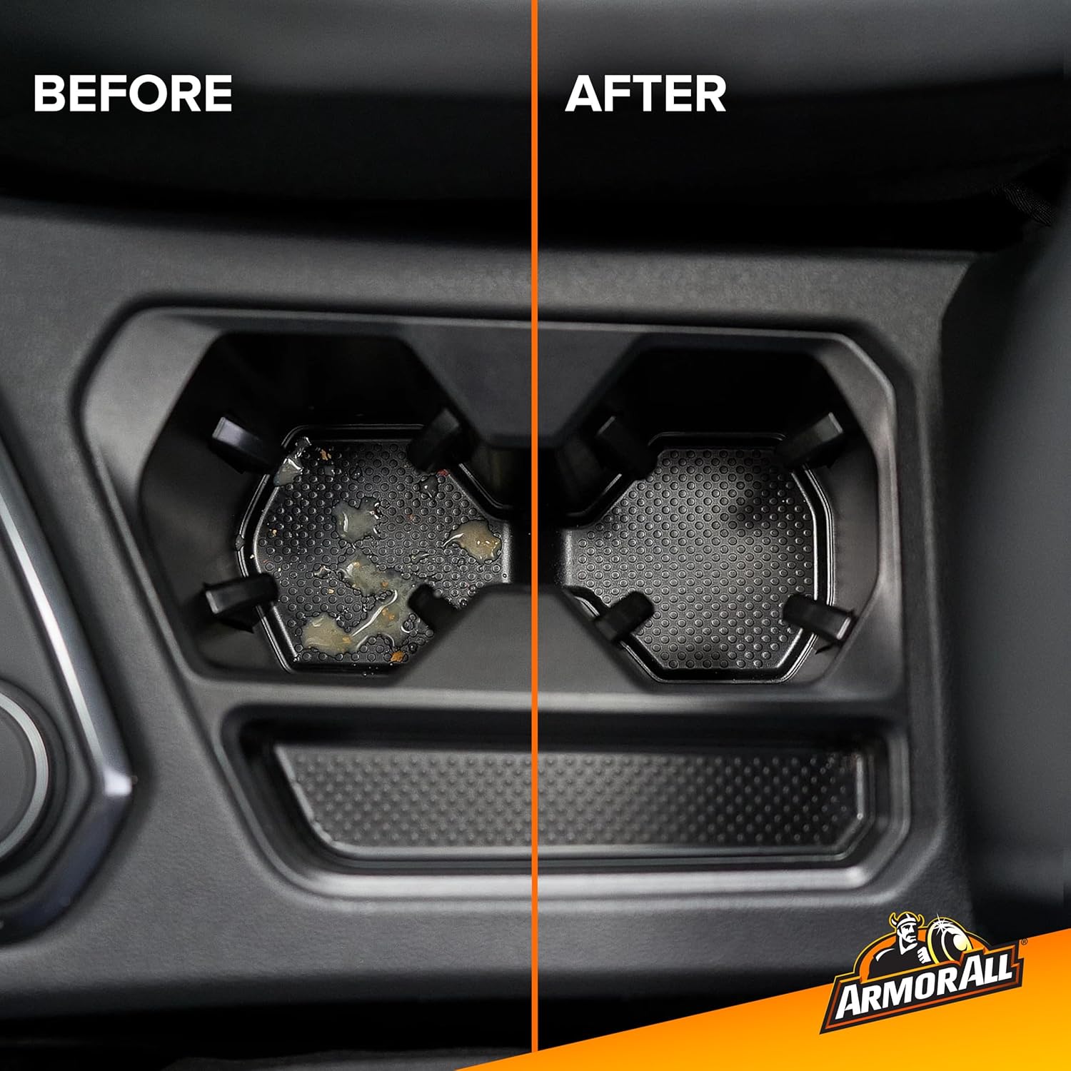 Demonstrates the effectiveness of the product in cleaning and removing debris from car cup holders.