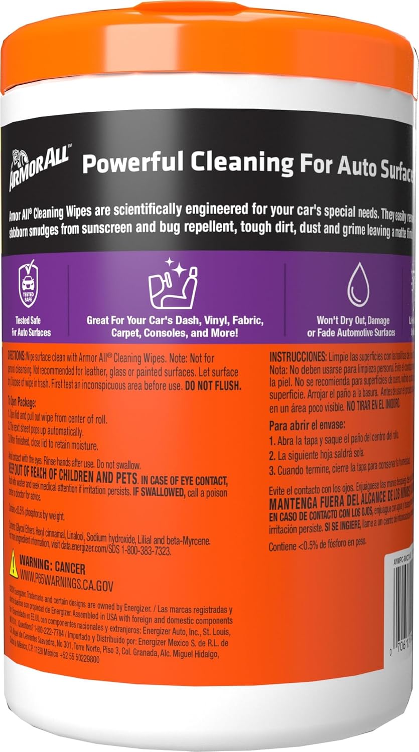Emphasizes the product's powerful cleaning capability for auto surfaces, reassuring customers of its effectiveness on various car interior materials.