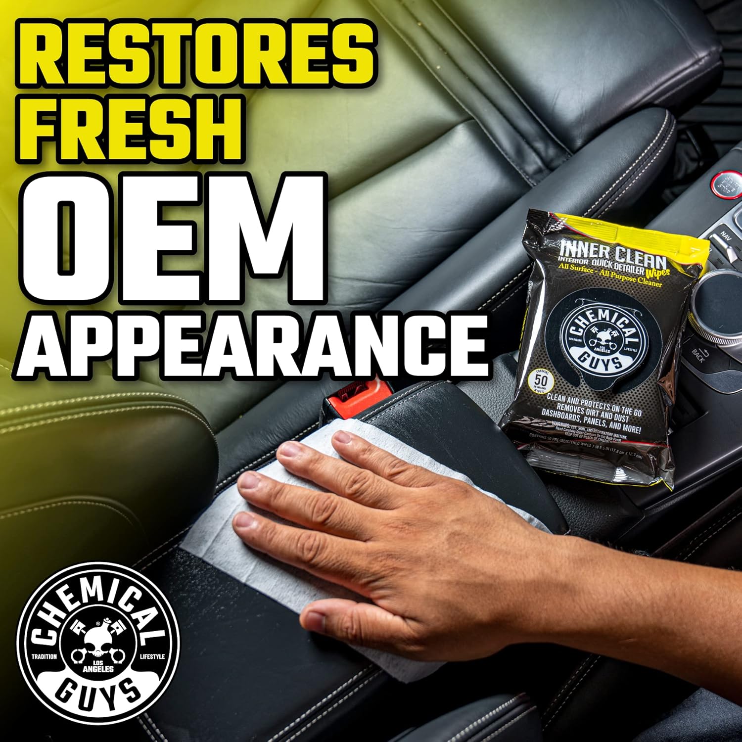 Highlights the product's ability to restore and freshen the appearance of car interiors, emphasizing its effectiveness in maintaining OEM-like cleanliness.