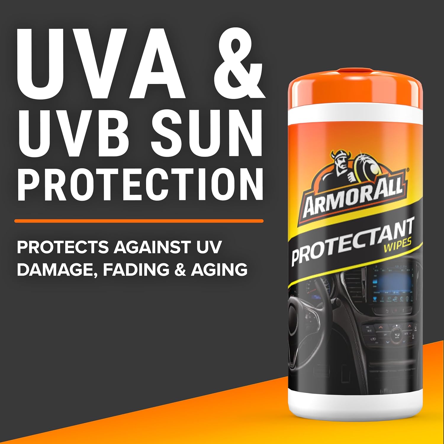 Highlights the product's ability to protect against UVA and UVB sun damage, preventing fading and aging of car interiors.