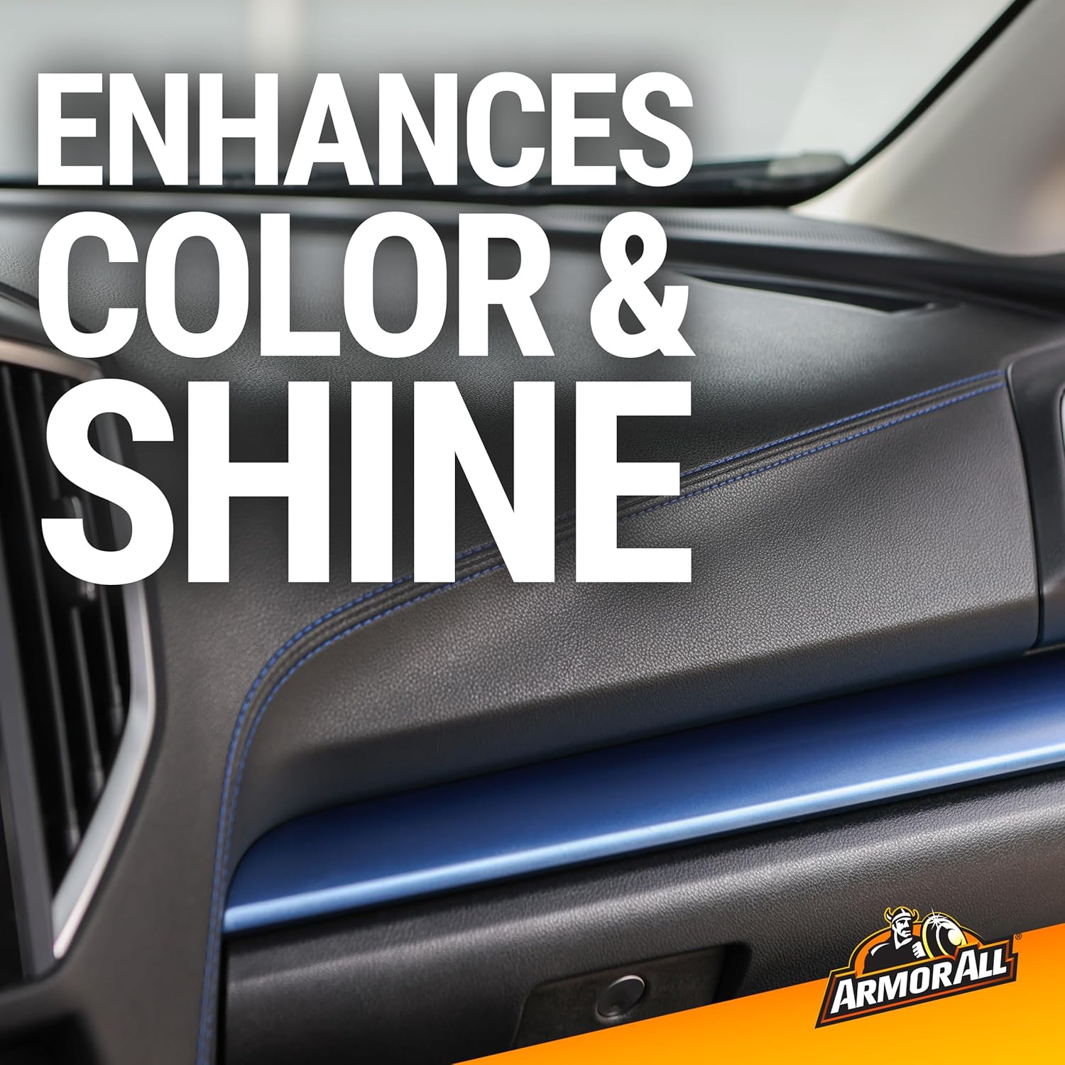 Highlights the product's ability to enhance the color and shine of car interiors, demonstrating its effectiveness in improving the appearance of vehicle surfaces.