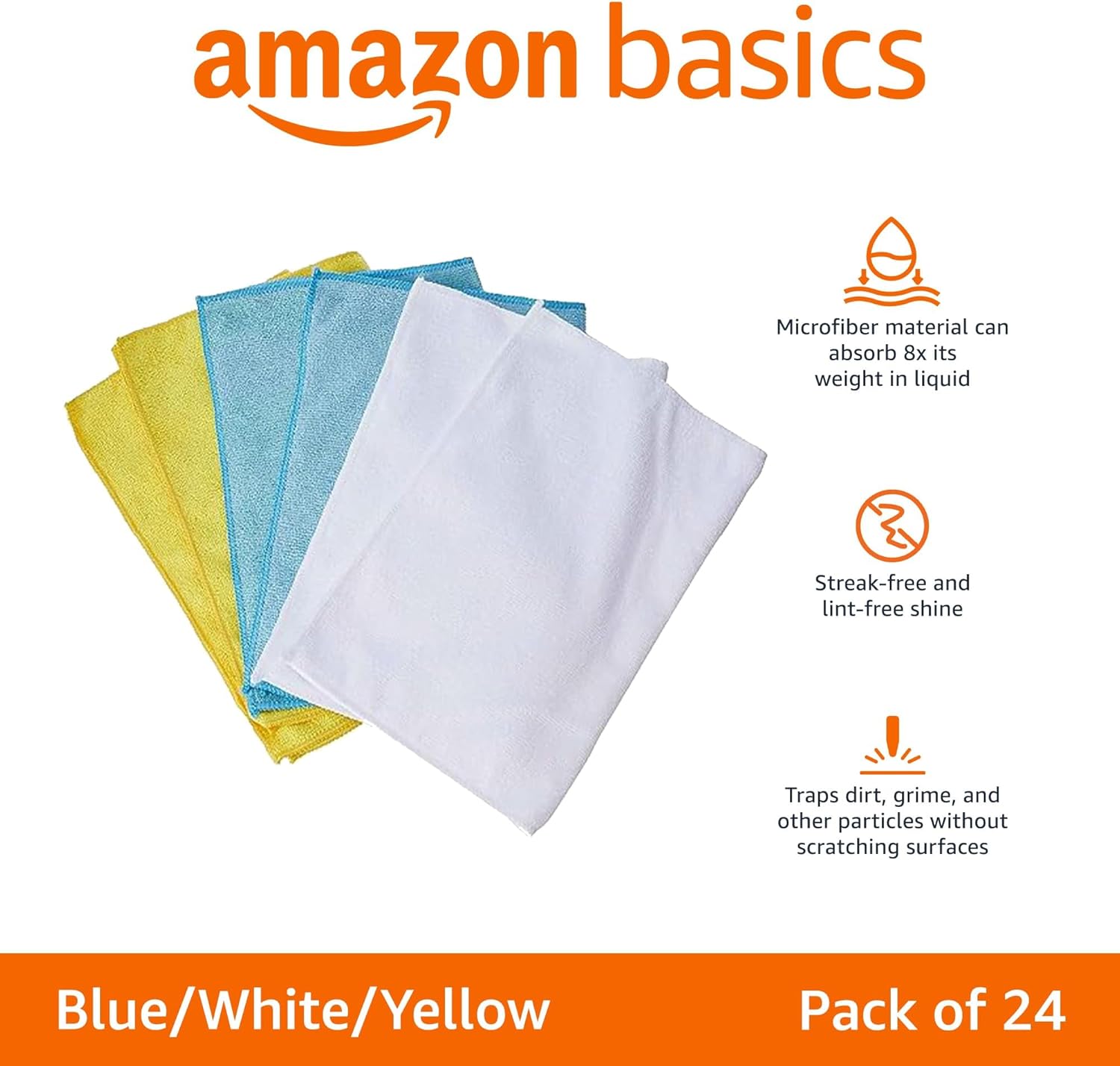 Highlights multiple key features of the microfiber cloths to demonstrate their effectiveness for cleaning various surfaces.