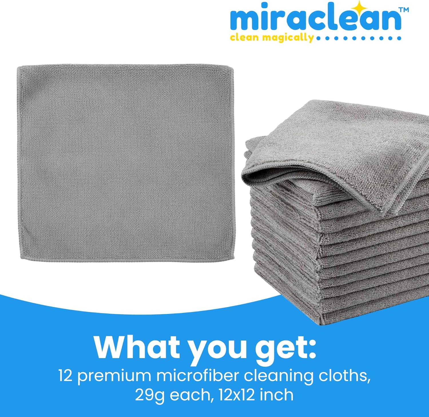 Shows the exact quantity, size, and type of cleaning cloths included in the package to inform customers of what they will receive.