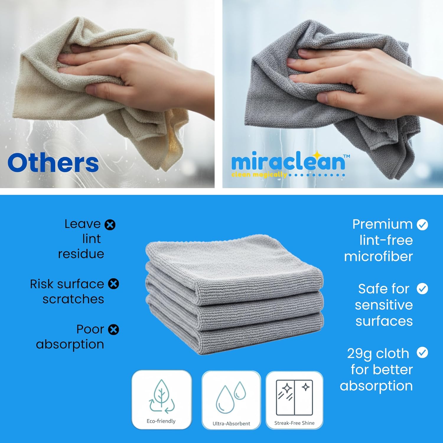 Microfiber Cleaning Cloth Grey 12 Pack Premium Microfiber Towels for Cars: Infographics