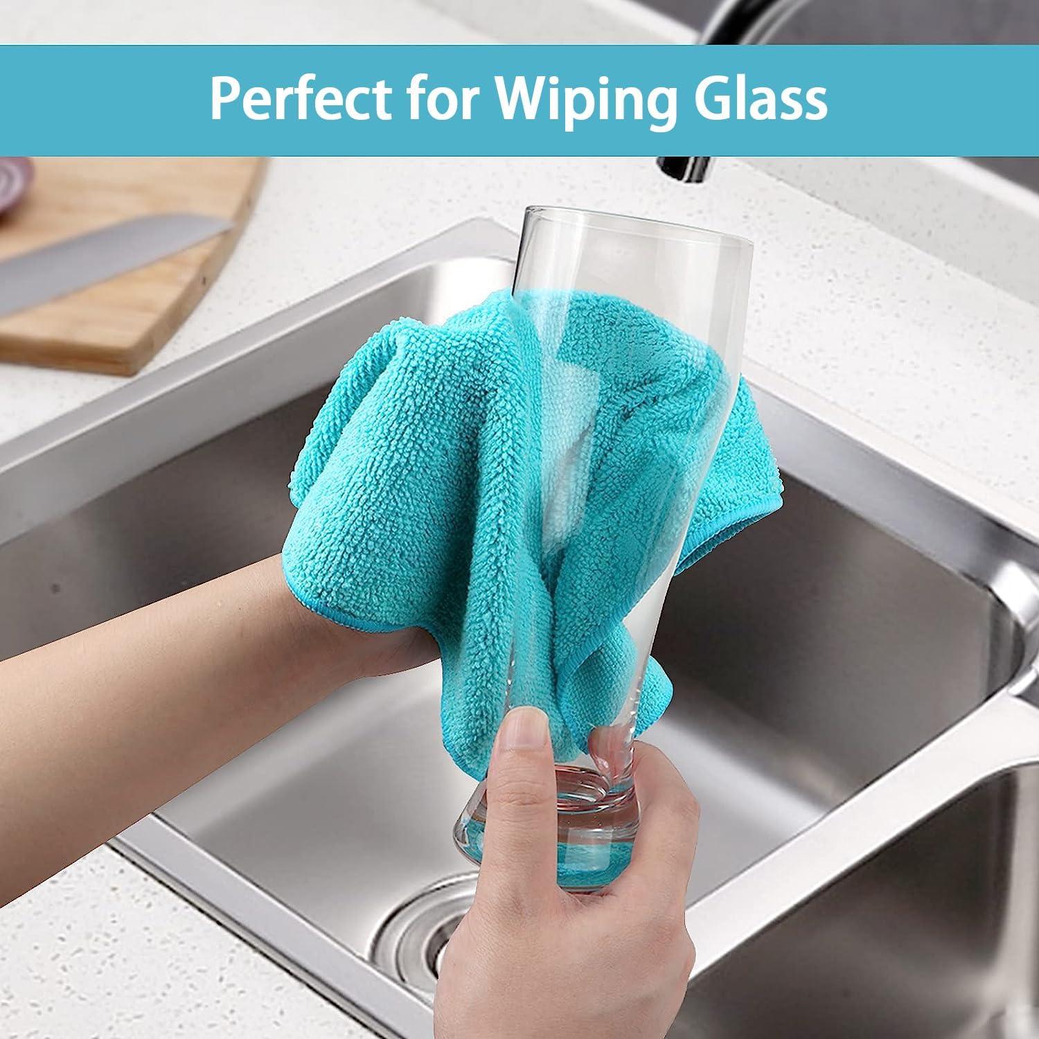 Demonstrates the product's effectiveness for cleaning glassware, highlighting its specific use case to potential buyers.