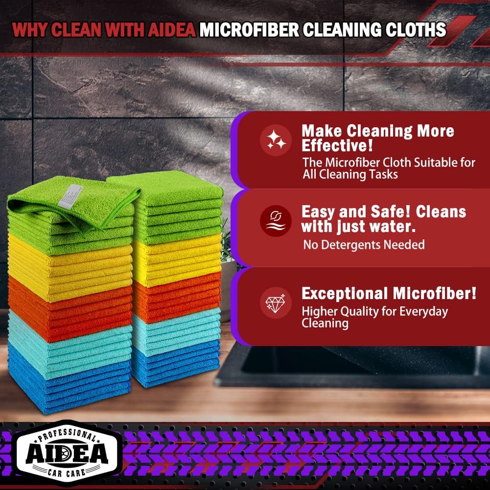 Highlights multiple benefits of the microfiber cleaning cloths to convince shoppers of their superiority for various cleaning tasks.
