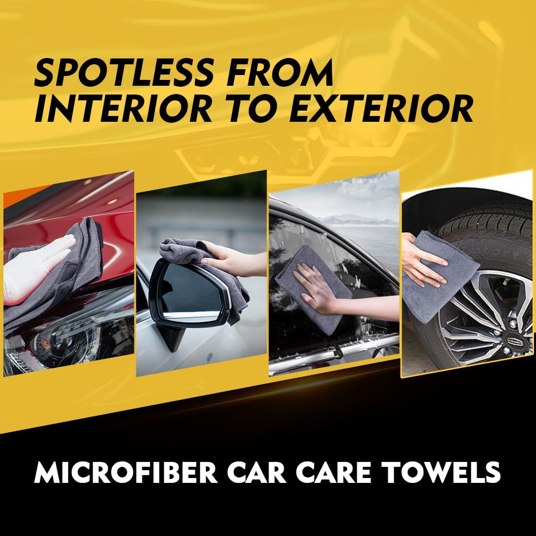 Demonstrates the product's ability to clean multiple car surfaces, from interior to exterior, highlighting its versatility.