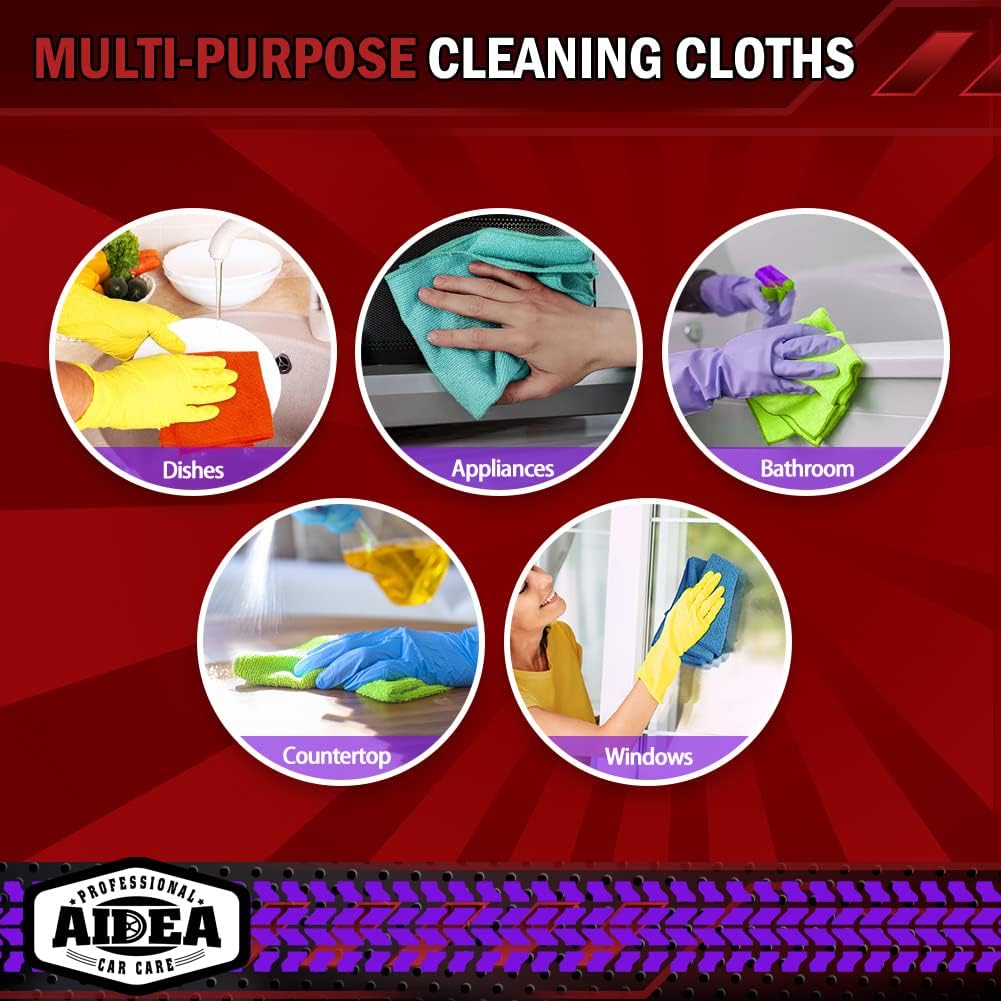 Demonstrates the versatility of the cleaning cloths by showing various surfaces and items they can be used on.
