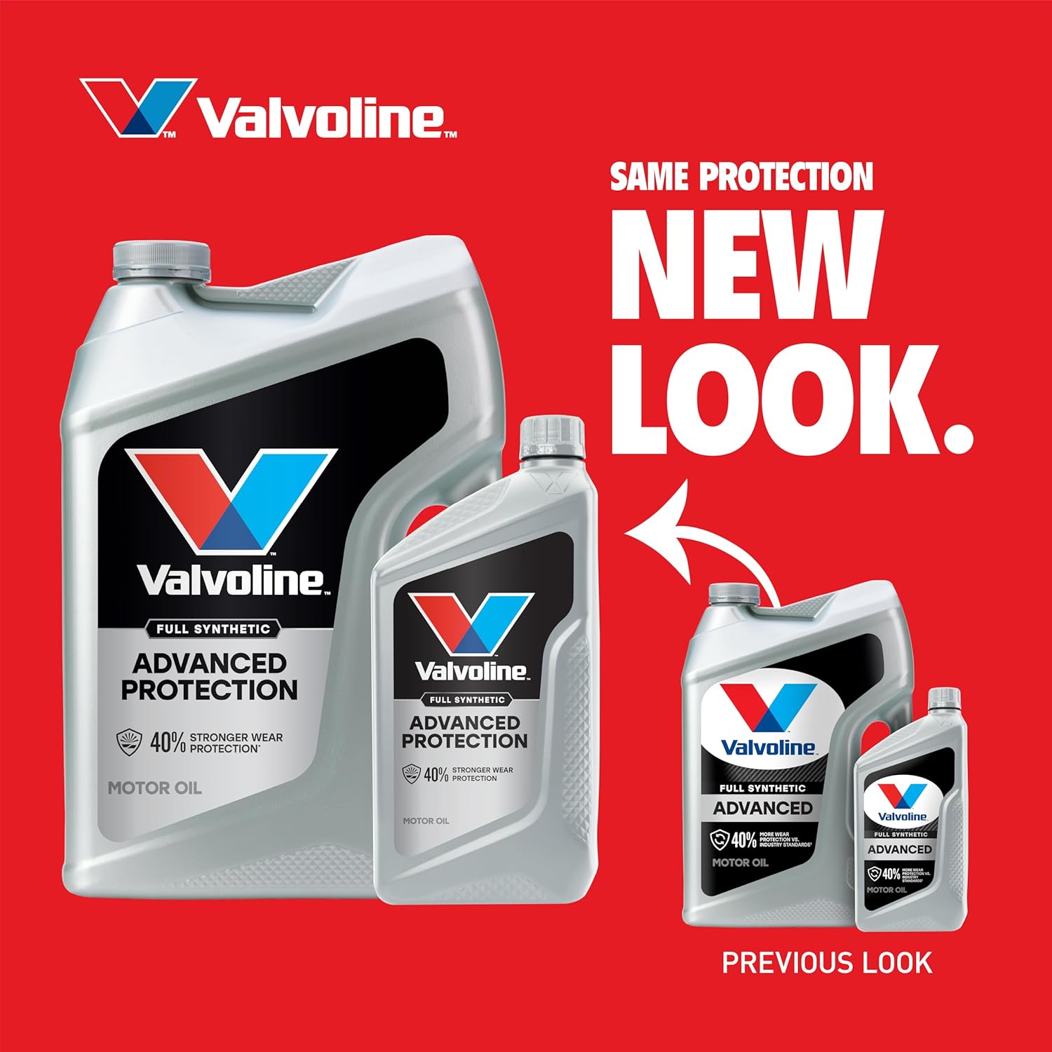 Introduces customers to the new packaging design for Valvoline motor oil while reassuring them that the product quality remains unchanged.