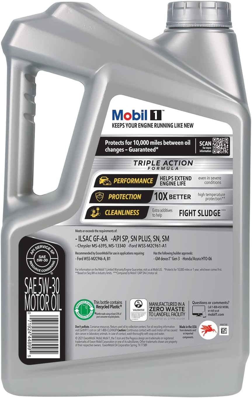Highlights the triple action formula of the motor oil, emphasizing its benefits for engine performance, protection, and cleanliness.
