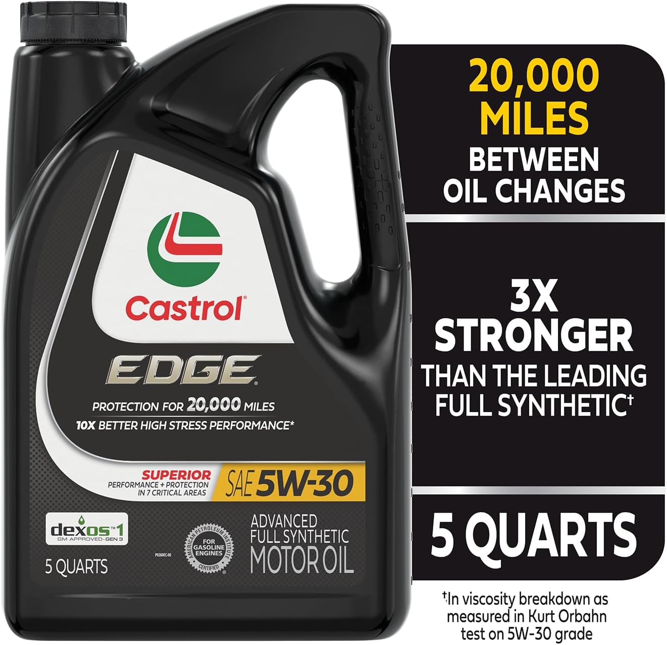 Highlights the product's long-lasting performance (20,000 miles between oil changes) and superior strength compared to competitors to demonstrate value and quality.