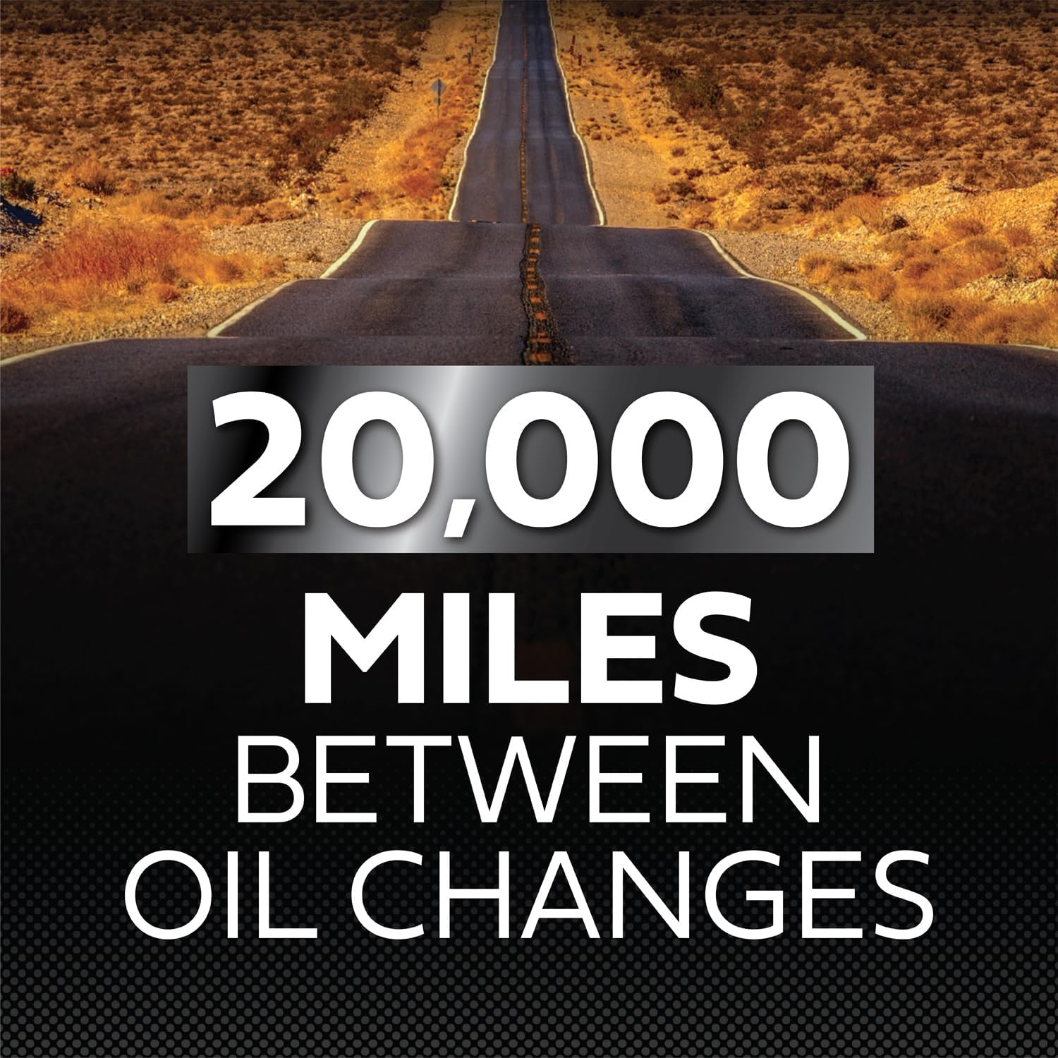 Highlights the extended oil change interval of 20,000 miles to emphasize the product's longevity and low maintenance requirements.