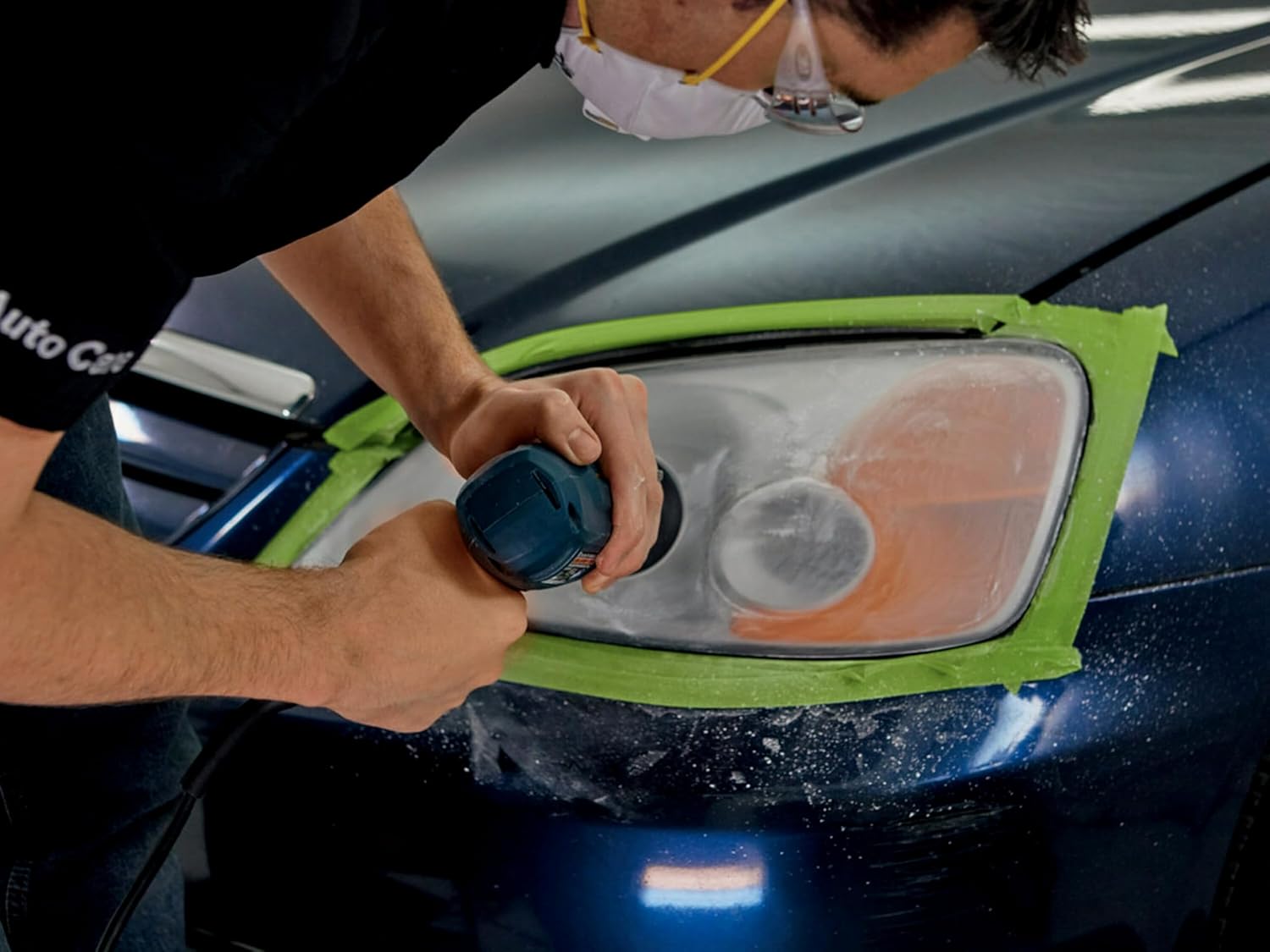 Demonstrates the process of restoring foggy headlights, showing the product in use to clean and polish car headlights.