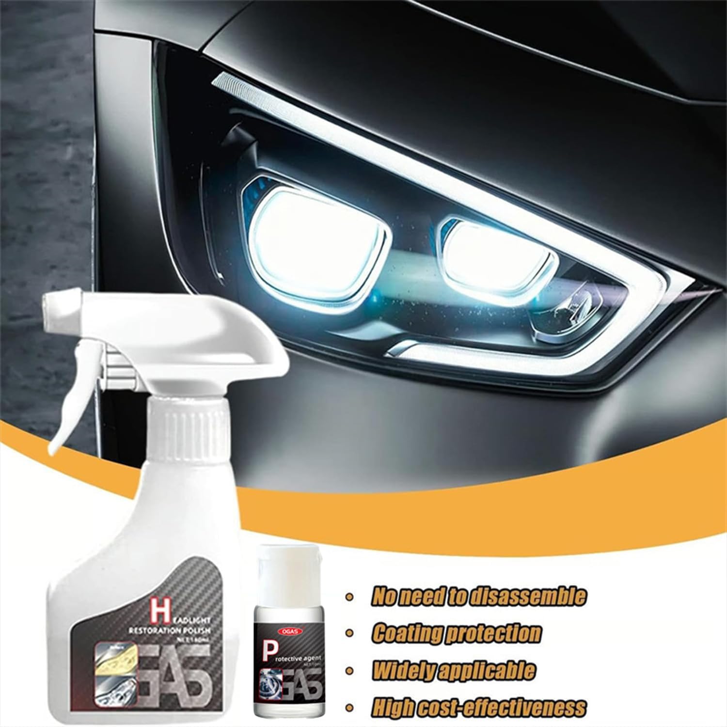 Demonstrates the effectiveness of the product in restoring and protecting car headlights, improving visibility and appearance.