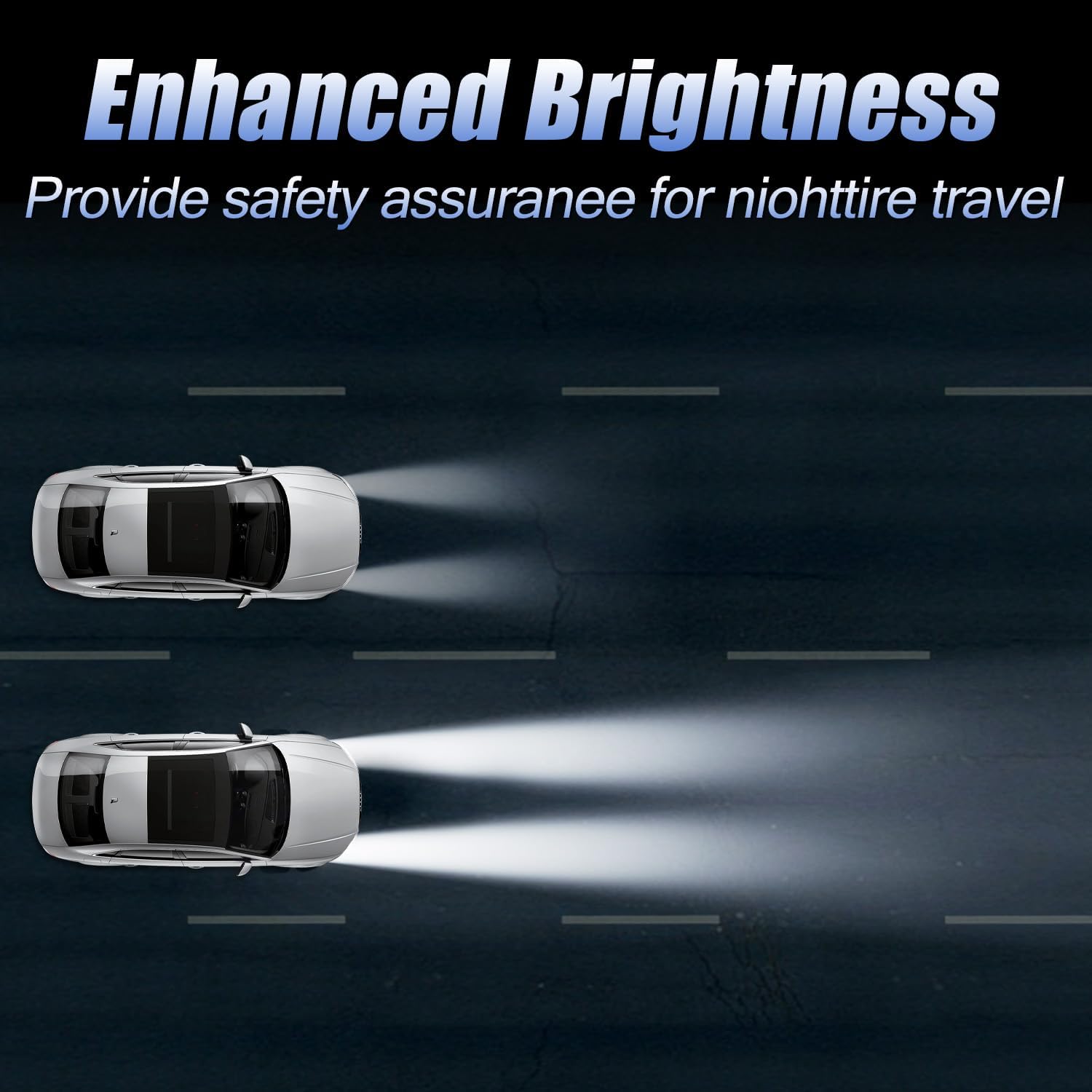 Highlights the improved visibility and safety provided by enhanced brightness for nighttime driving.