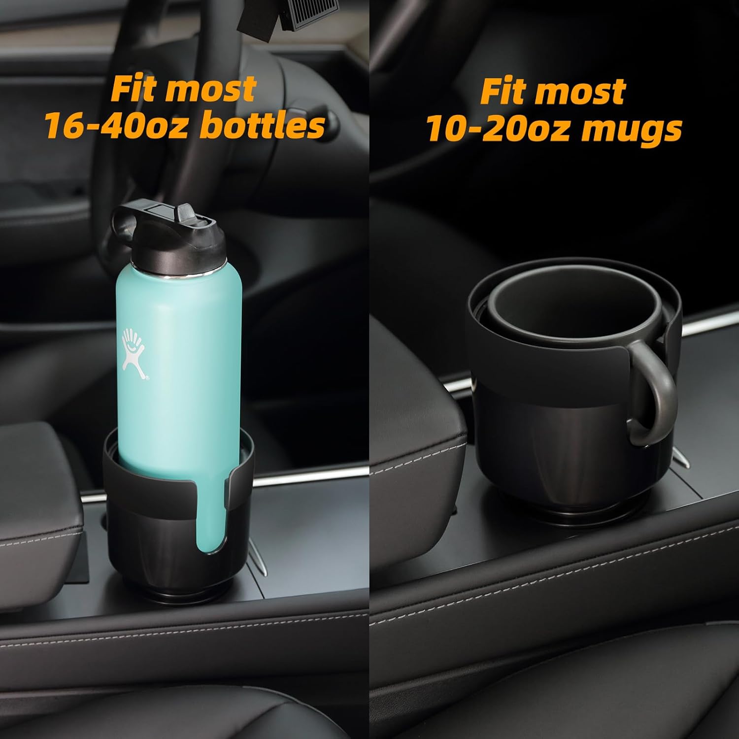 Demonstrates the product's ability to accommodate a wide range of bottle and mug sizes, highlighting its versatility for different drink containers.