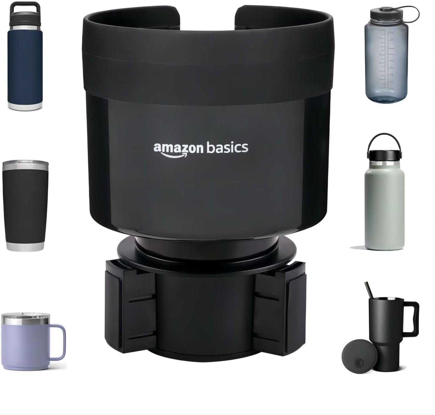 Showcases the range of drinkware products available in the Amazon Basics line, demonstrating variety and options for customers.