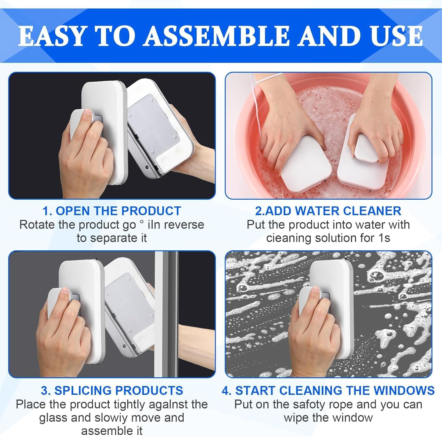 Demonstrates the simple steps to assemble and use the product, reassuring customers about its ease of use.