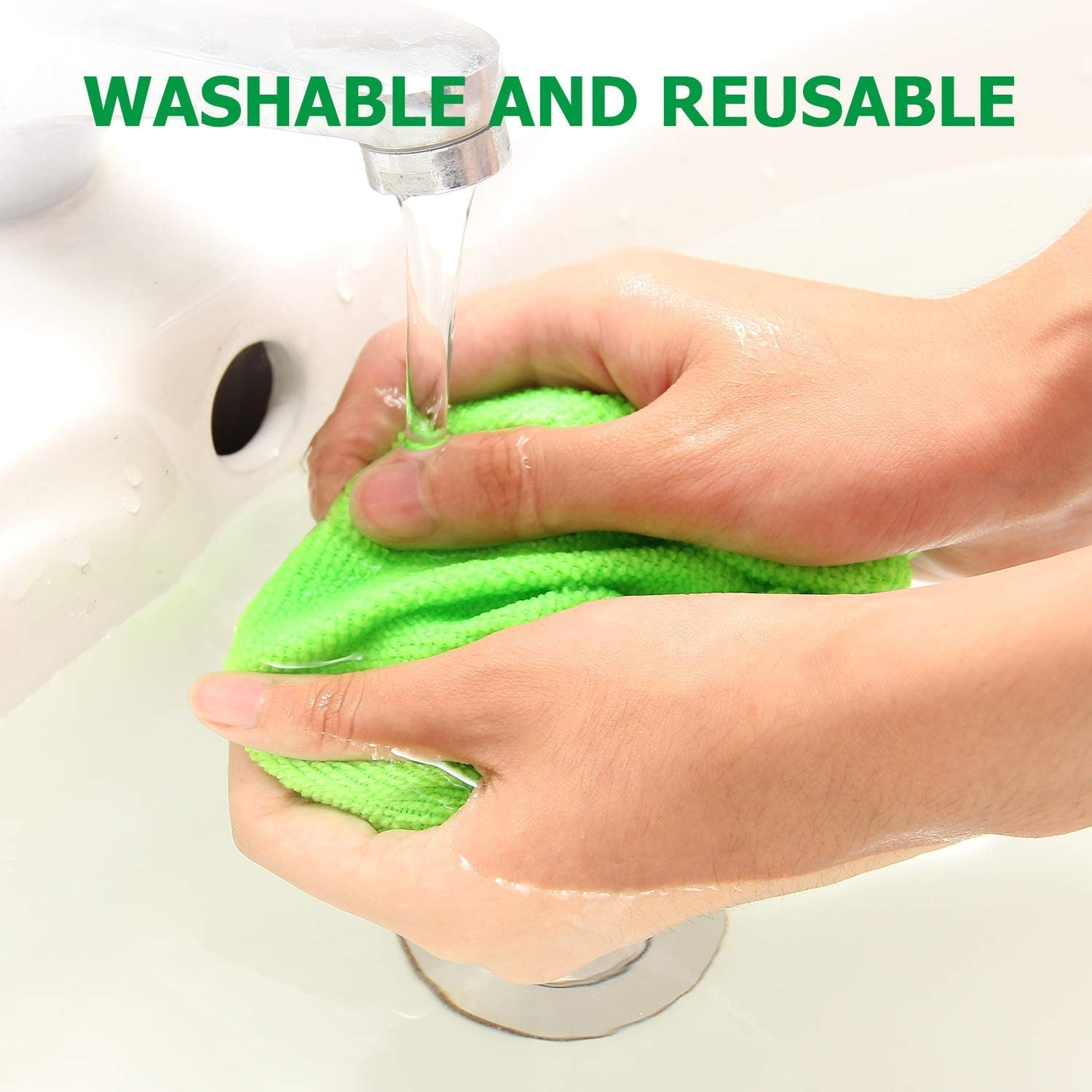 Highlights the product's eco-friendly and cost-effective nature by emphasizing its ability to be washed and used multiple times.