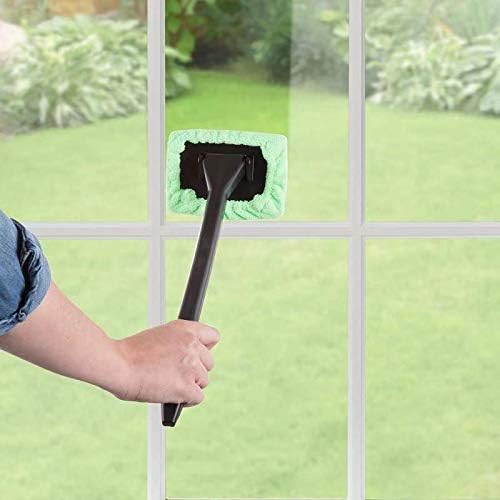 Demonstrates the ease of using the product to clean windows, showing how it can reach and clean high or difficult areas. Highlights the product's ability to clean high windows without the need for…