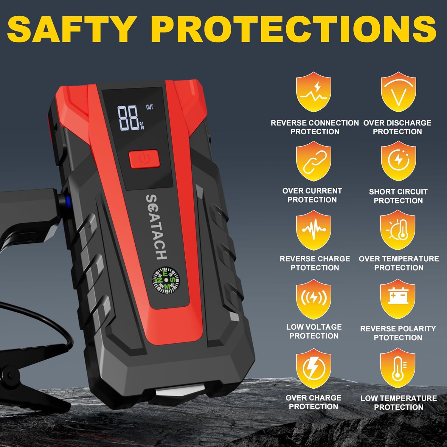 Scatach 011 3000A Car Battery Jump Starter: Infographics