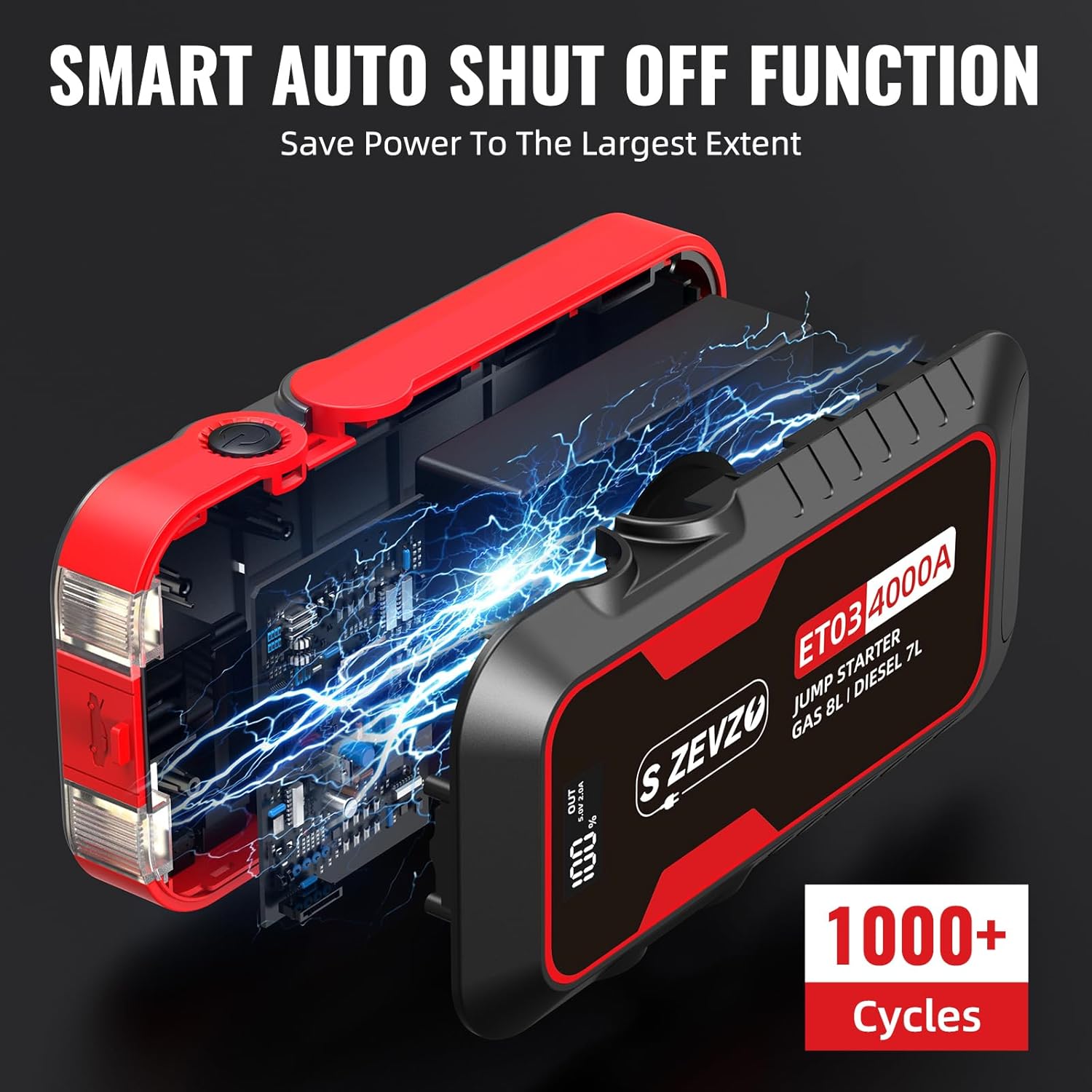 Highlights the product's power-saving feature to reassure customers about energy efficiency and longevity.