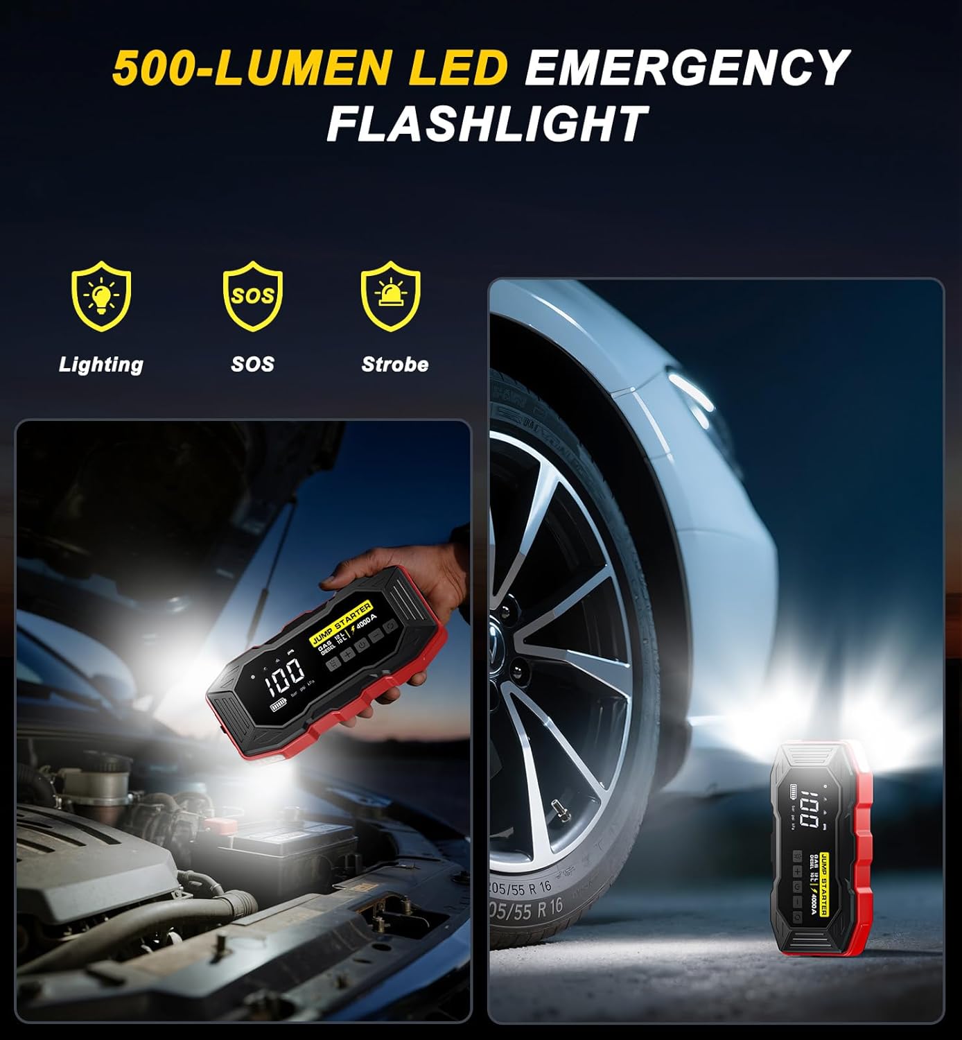 Highlights the multiple emergency features of the flashlight, emphasizing its versatility for various emergency situations. Demonstrates practical use cases for the flashlight in automotive-related…