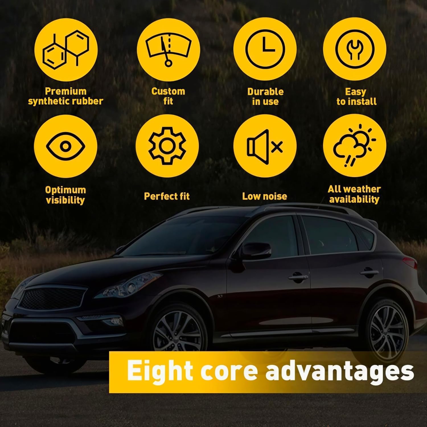 Highlights multiple key features and benefits of the product to showcase its overall quality and value to potential buyers.