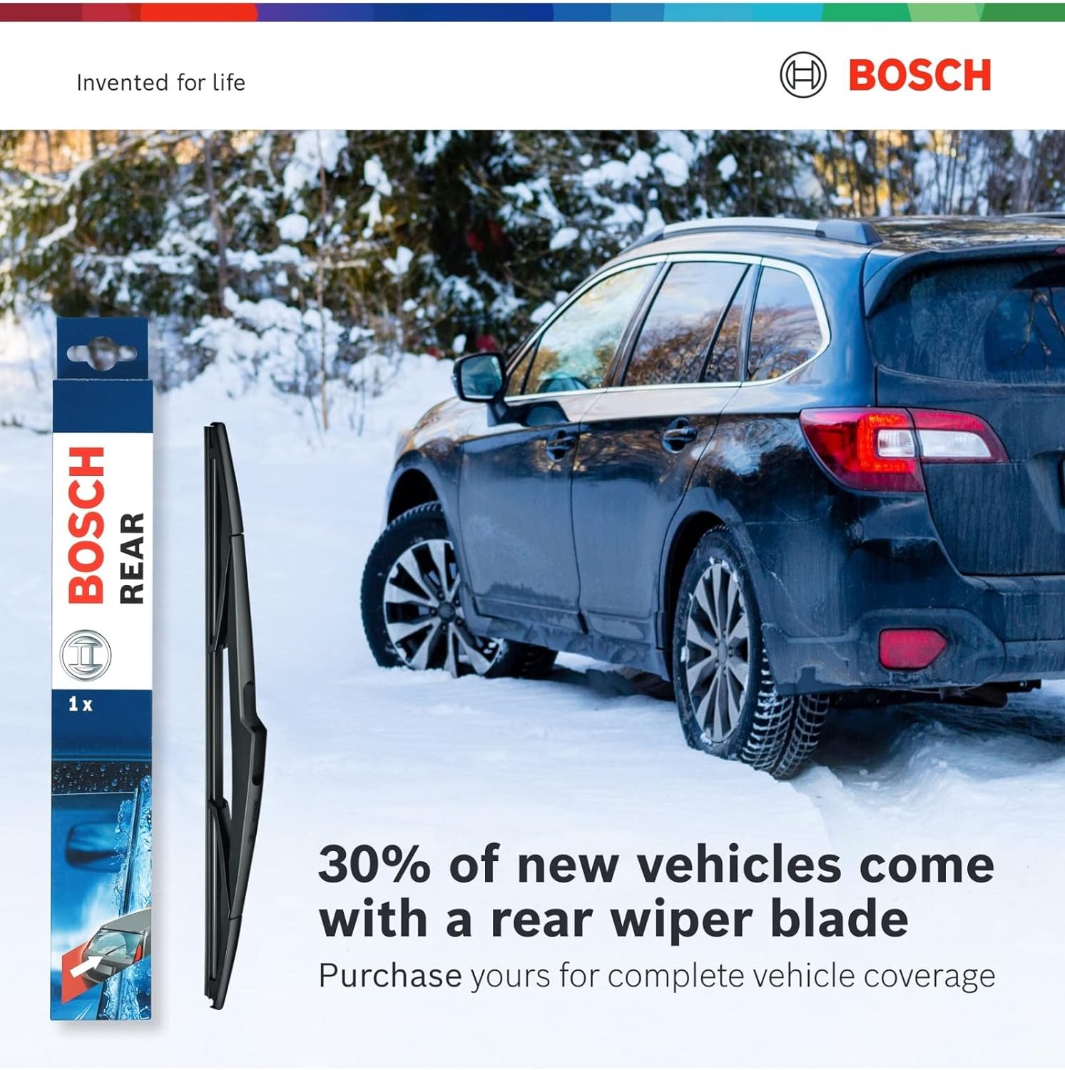 Highlights the importance of rear wiper blades for complete vehicle coverage, especially in winter conditions.