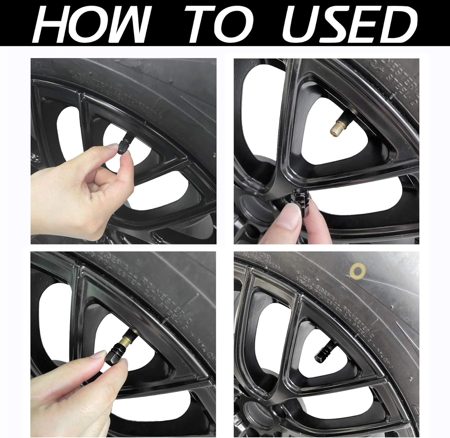 Demonstrates the step-by-step process of installing a tire valve, helping customers understand how to use the product correctly.