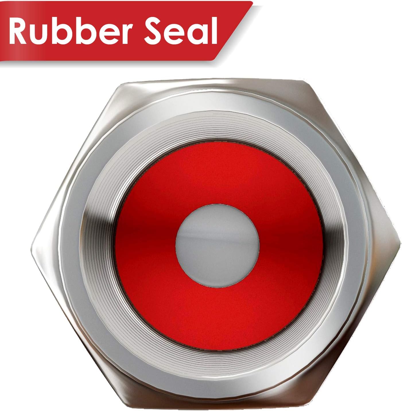 Highlights the product's rubber seal feature, emphasizing its ability to provide a tight and secure closure.