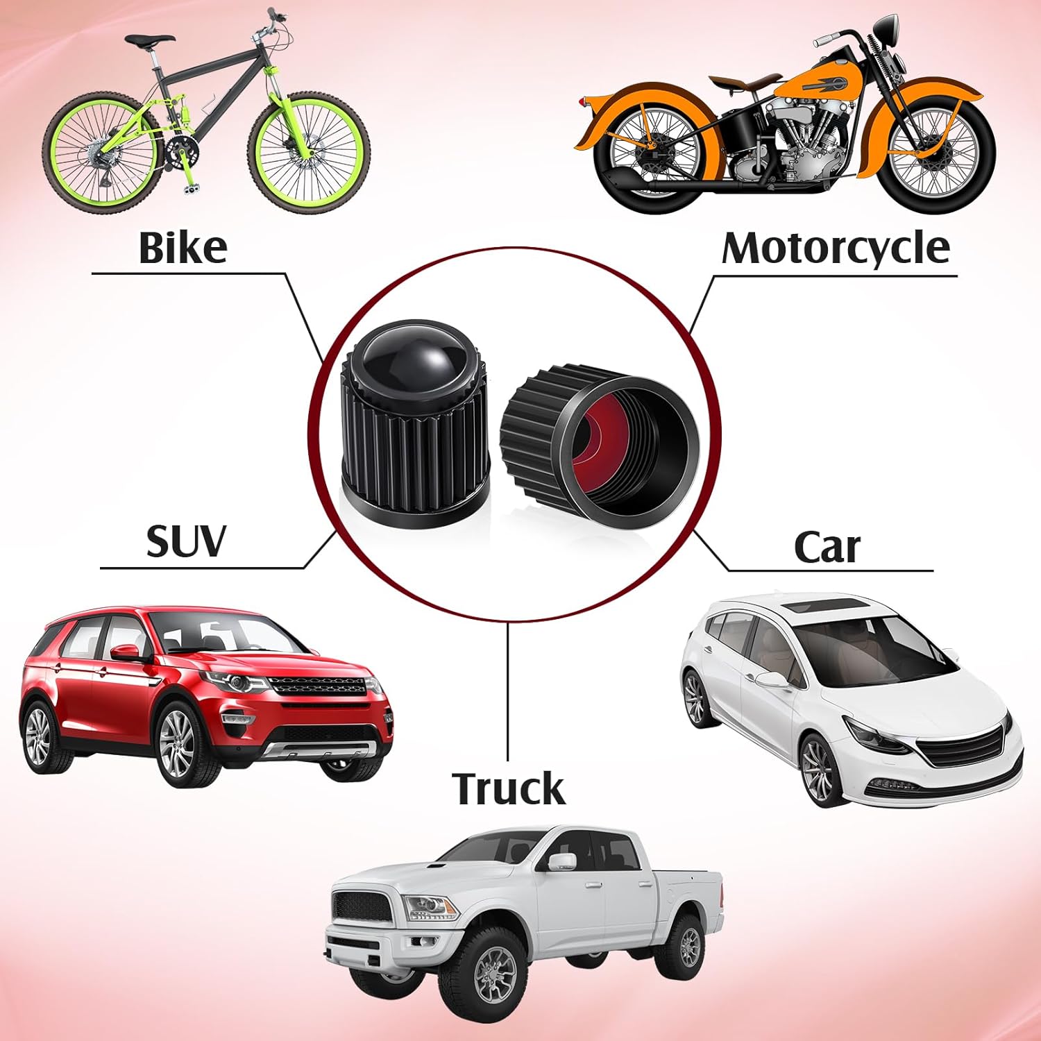 Demonstrates the versatility of the product by showing its compatibility with various types of vehicles, from bikes to trucks.