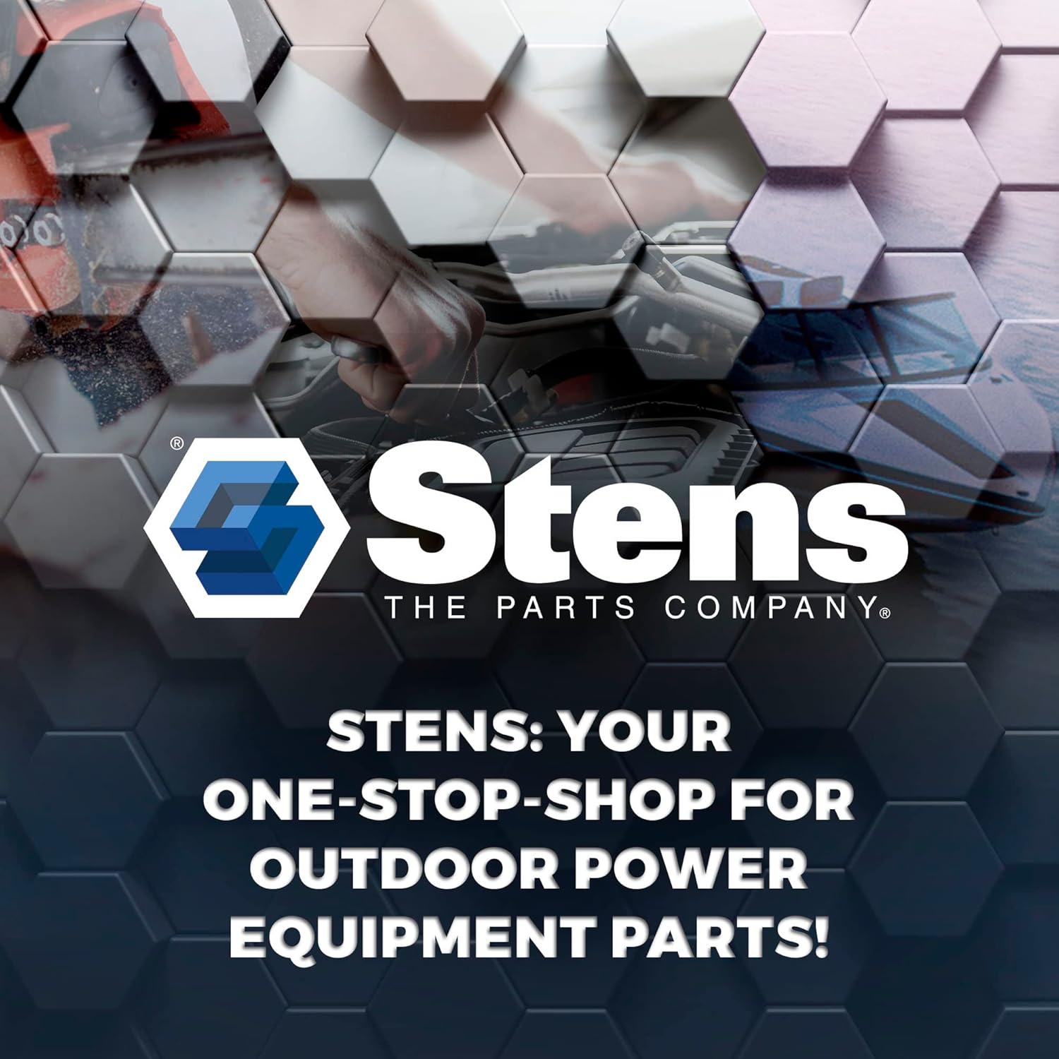 Reinforces Stens as the go-to brand for outdoor power equipment parts, positioning them as a comprehensive solution provider.