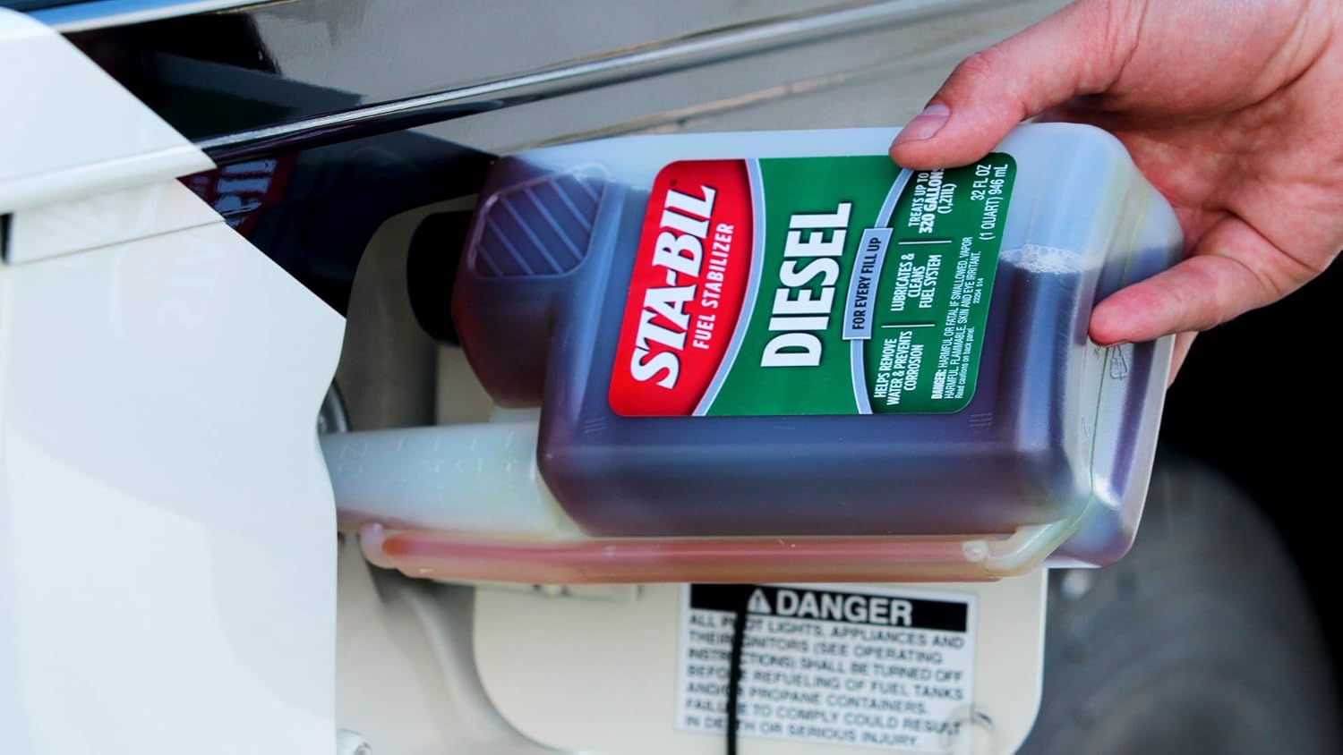 Demonstrates the correct way to add diesel fuel to a vehicle, emphasizing safety and proper usage of the product.