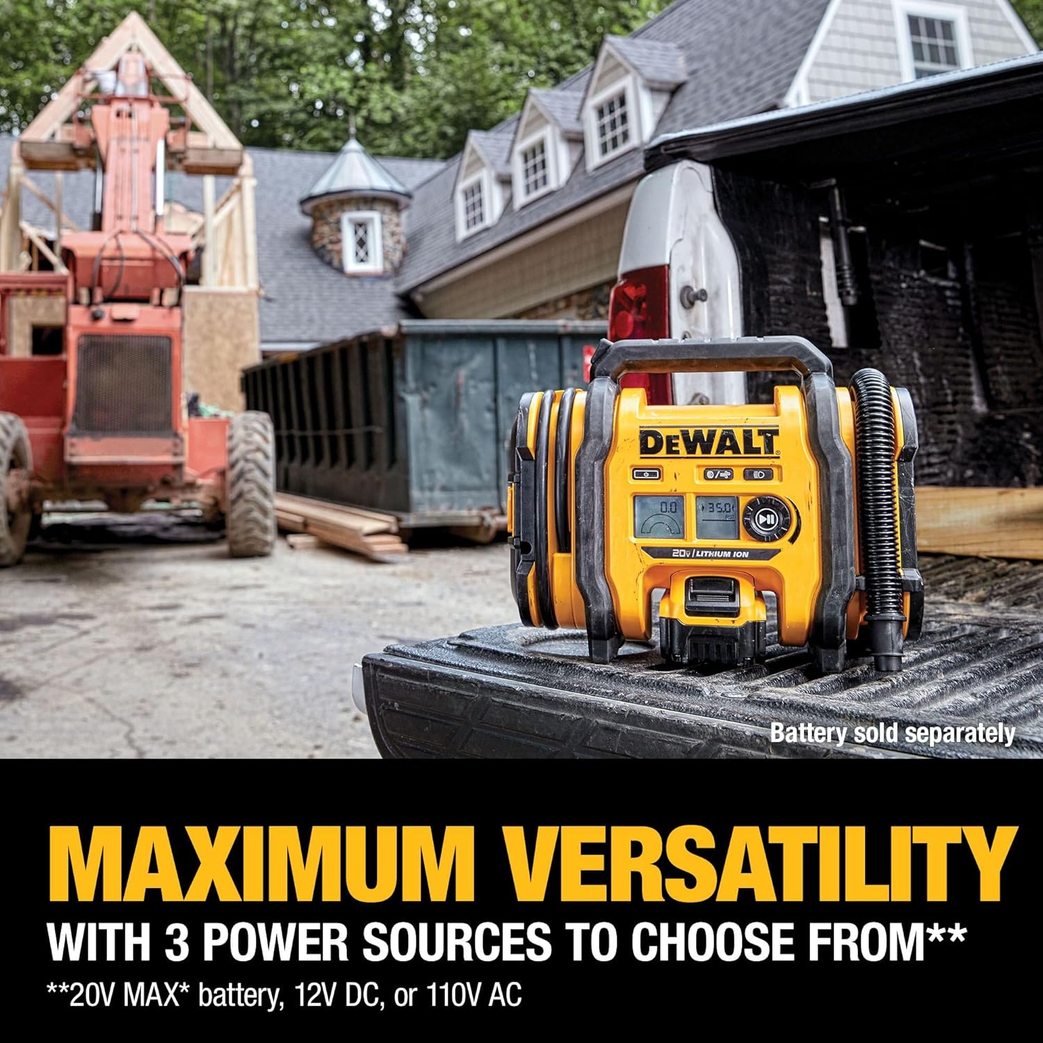 Demonstrates the product's versatility in a construction environment and highlights its ability to use different power sources. Showcases the product's multiple power source options and its…