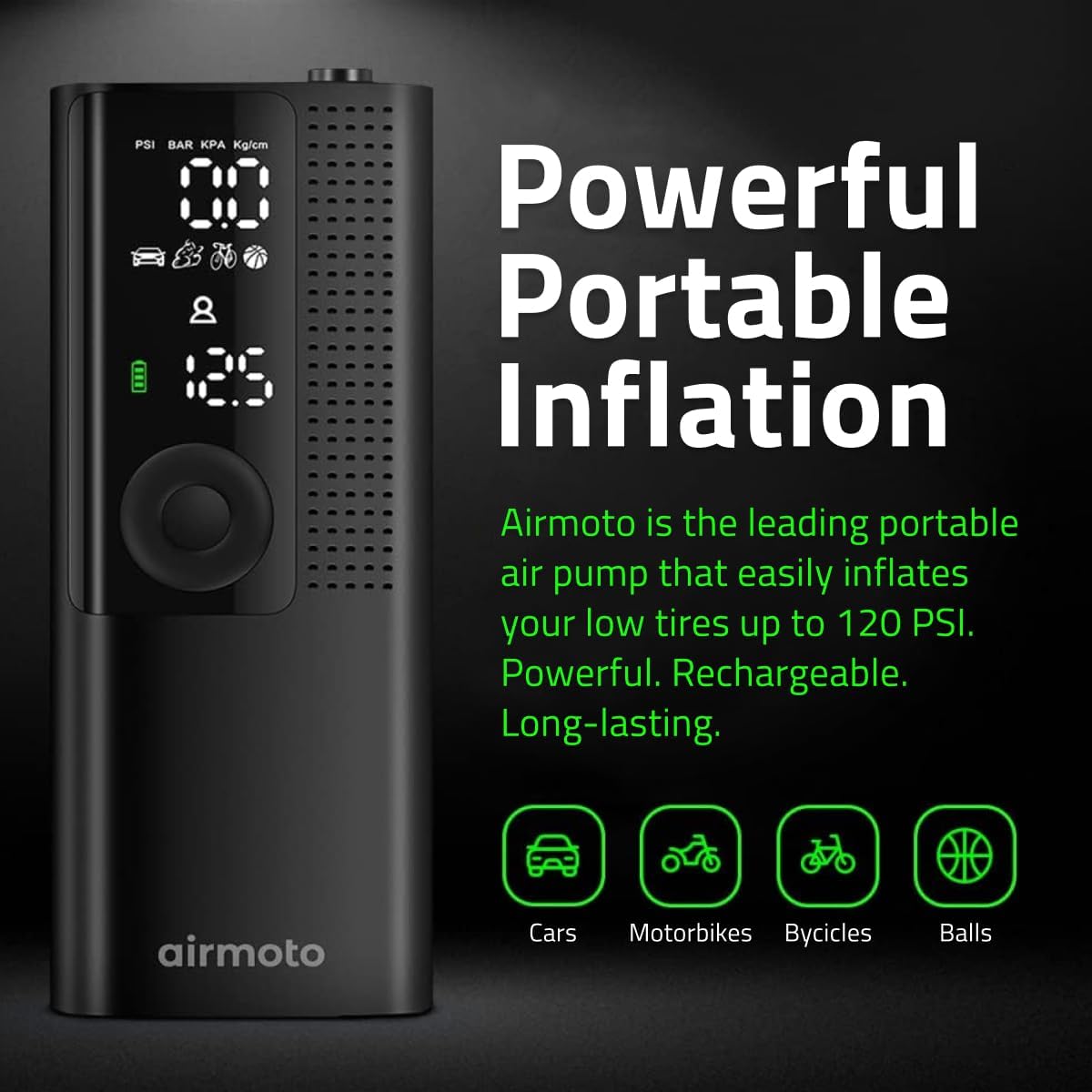Airmoto Tire Inflator Portable Air Compressor: Infographics