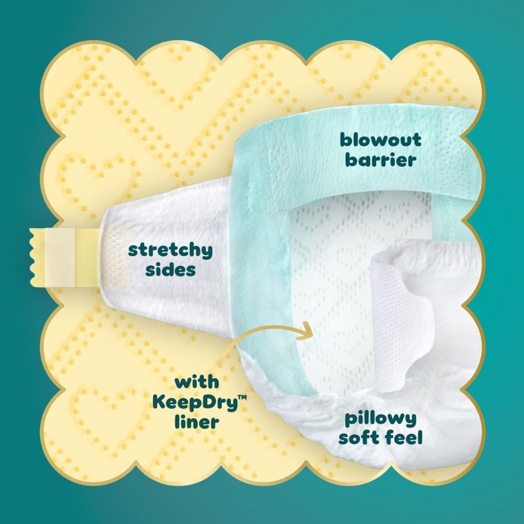 Highlights key features of the diaper design to demonstrate its effectiveness and comfort.