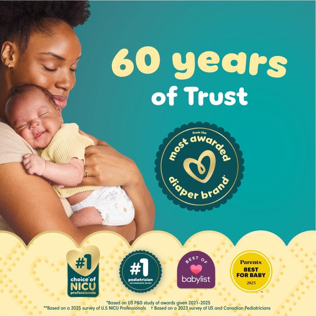 Emphasizes the brand's 60-year history of trust and recognition as a top diaper brand to build credibility with parents.