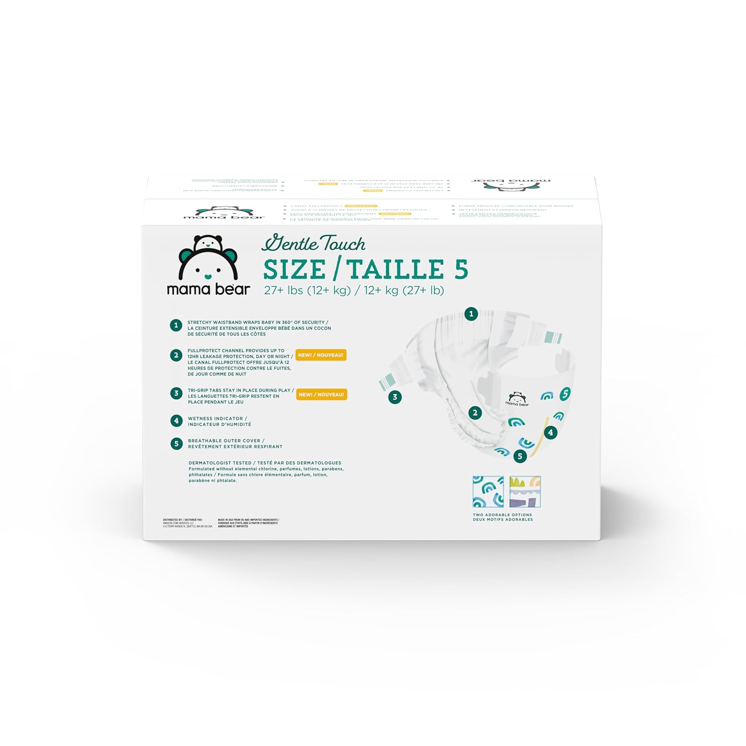 Highlights key features of the diaper to demonstrate its effectiveness and comfort for the baby.