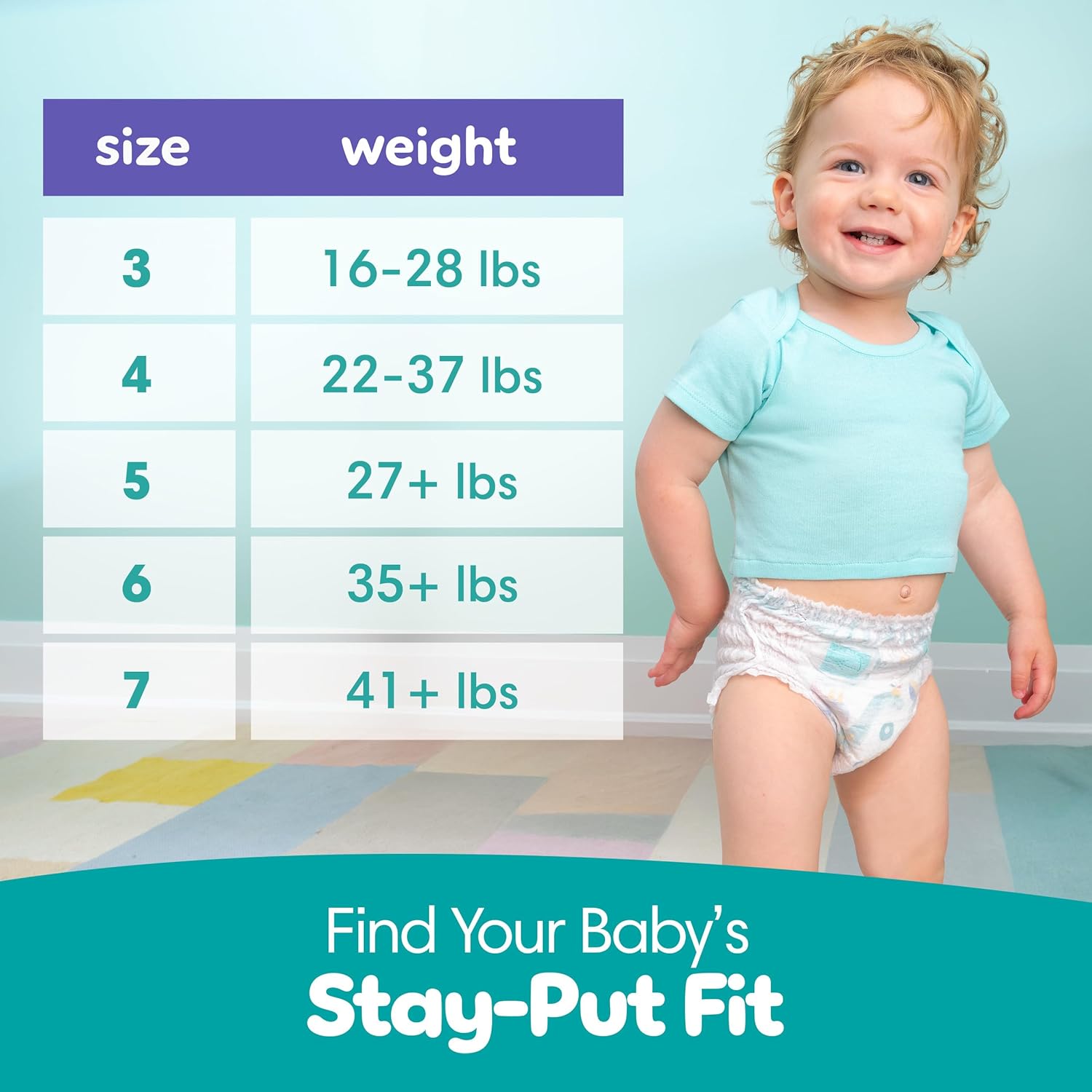 Helps parents select the correct diaper size based on their baby's weight, ensuring a proper fit for comfort and leak prevention.