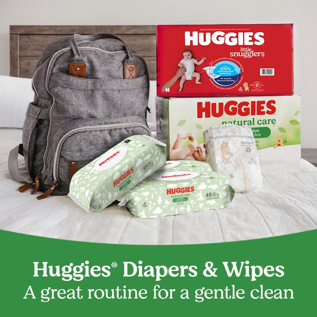 Shows all the Huggies products a parent would need in their diaper bag, emphasizing the brand's complete care solution. Demonstrates how Huggies products can be used together for a complete…