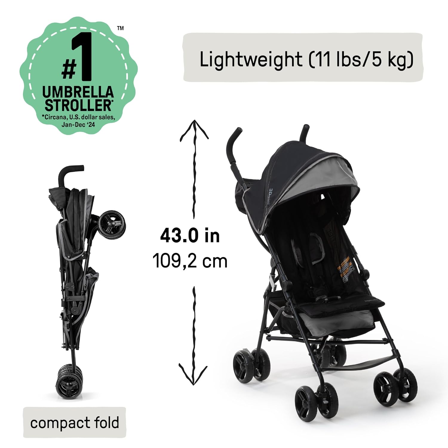 Ingenuity 3D Mini Convenience Stroller: Infographics