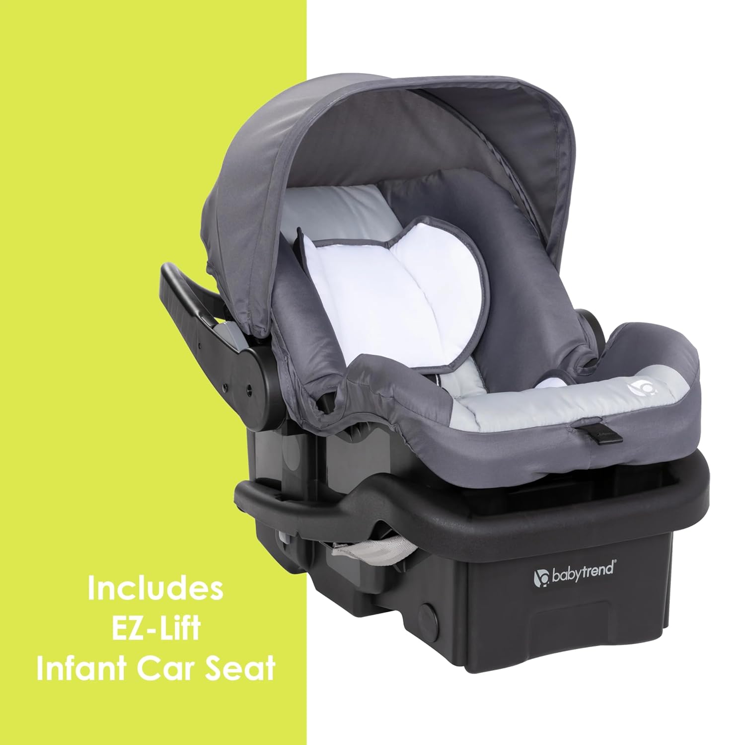 Highlights that the product includes an infant car seat, emphasizing the value and completeness of the purchase.