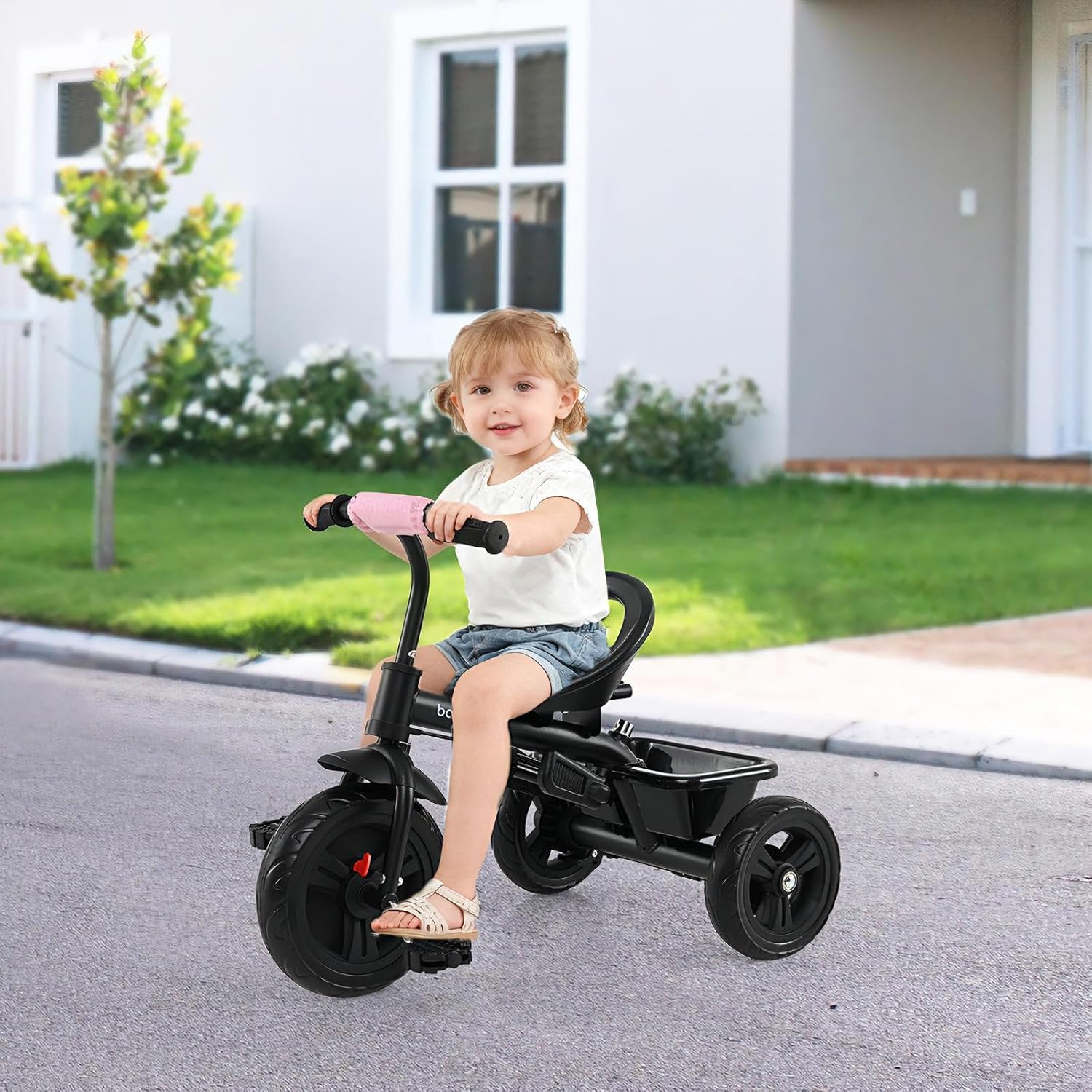 Shows the product being used by a young child in a real-world outdoor setting, demonstrating its suitability for children and outdoor play.