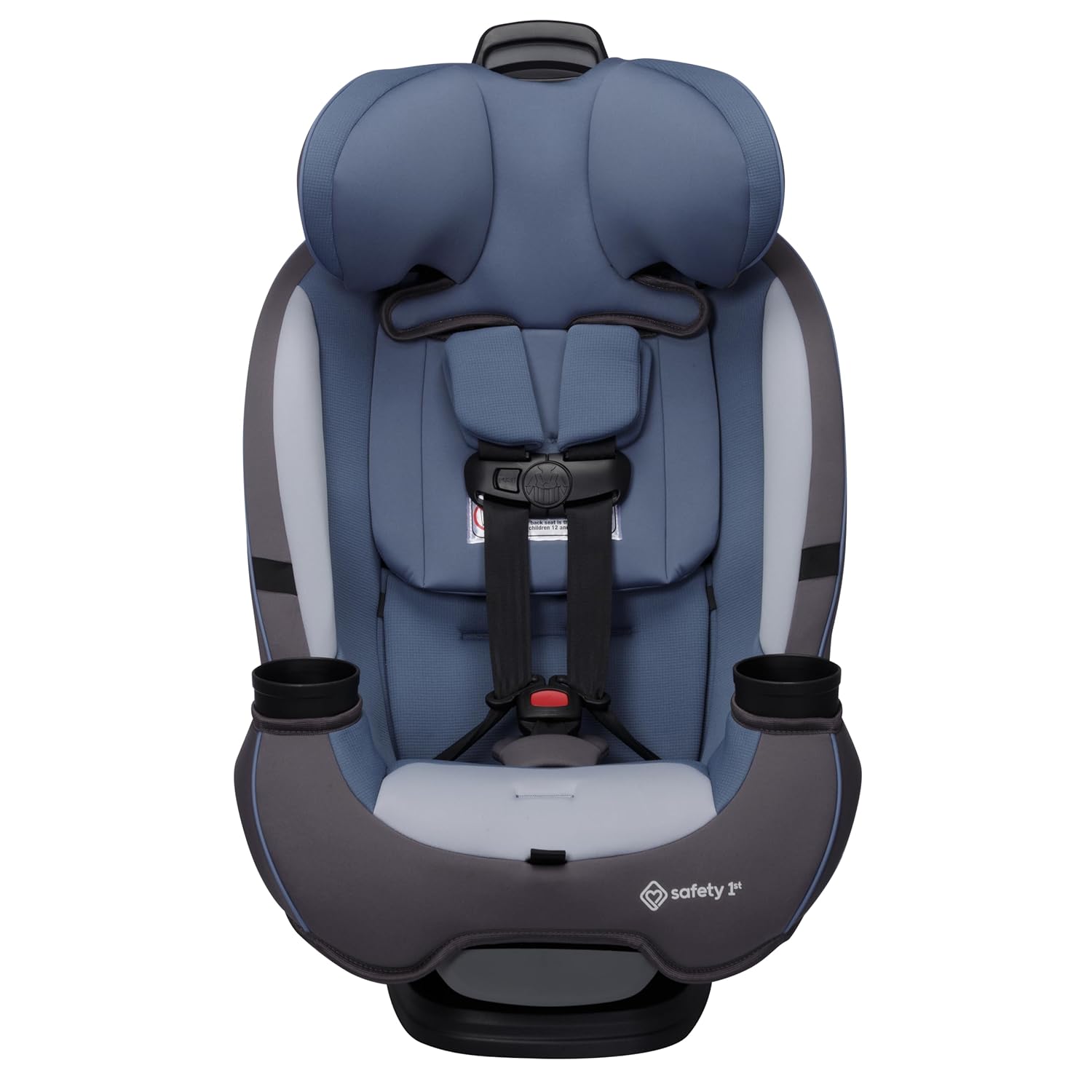 Highlights the safety features of the car seat, focusing on the padded headrest and secure harness system to reassure parents about child protection.