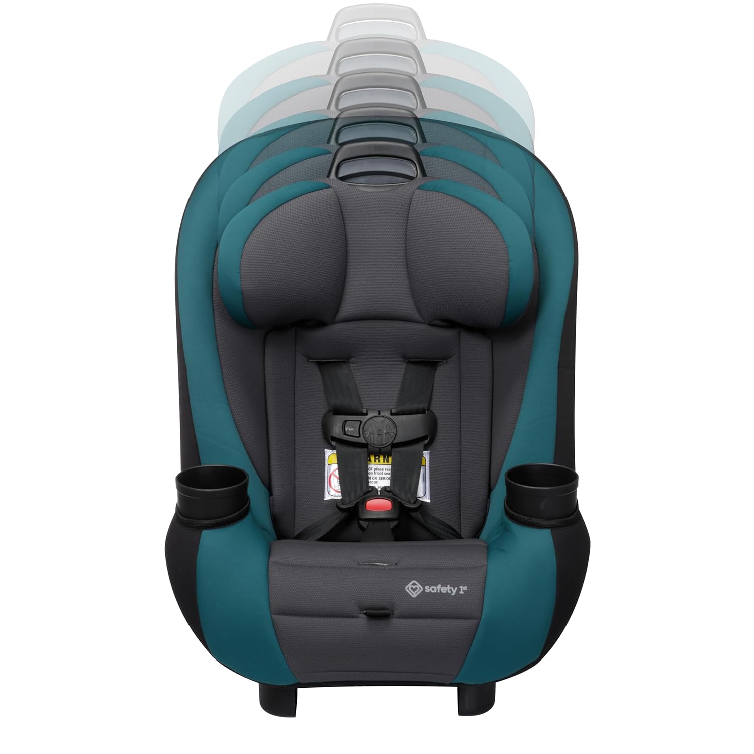 Demonstrates the car seat's adjustable headrest feature, showing how it grows with the child for extended use and improved safety.