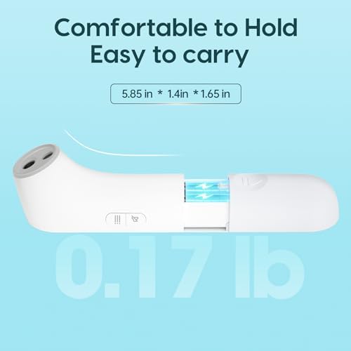 Communicates the product's small, portable size to emphasize its convenience and ease of carrying. Highlights the product's ergonomic design and compact size, making it comfortable to hold and easy…