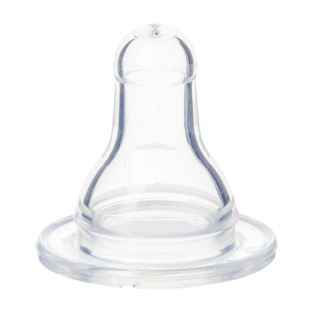 Shows the specific shape and size of the bottle nipple to help parents understand its design and suitability for their baby.